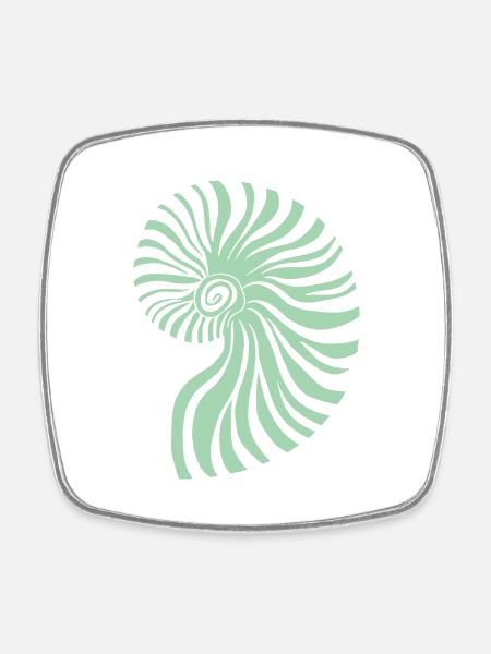 Pastellgrüner Ammonit - Viereckiger Kühlschrankmagnet - Weiß