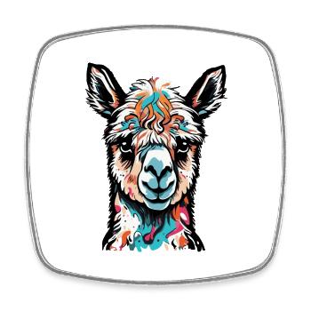 colorful alpaca - Square fridge magnet - white - Front