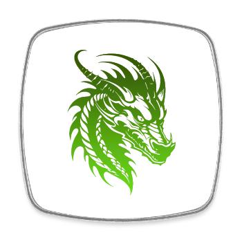 Fantasy Drache Anime Drachenkopf Mythisches Reptil - Viereckiger Kühlschrankmagnet - Weiß - Vorne