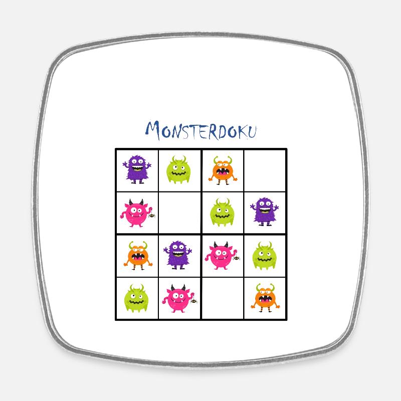 Monster Sudoku « Monster Documentary » (noir) - Magnet carré - blanc