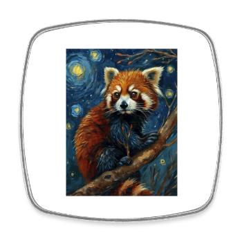 Red Panda, Van Gogh, Style - Square fridge magnet - white - Front