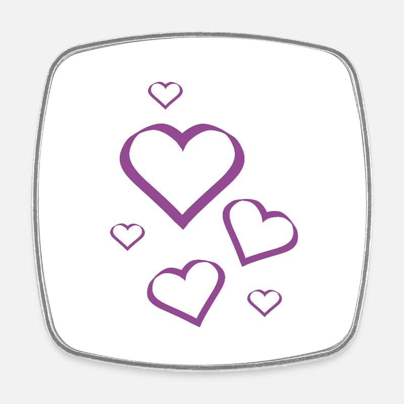 Herz violett violettes Herz Muster violett - Viereckiger Kühlschrankmagnet - Weiß