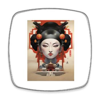 Geisha Manga Wife - Square fridge magnet - white - Front