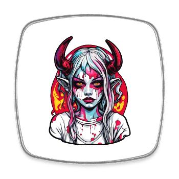 diabolical woman / blood / gothic / heavy metal - Square fridge magnet - white - Front