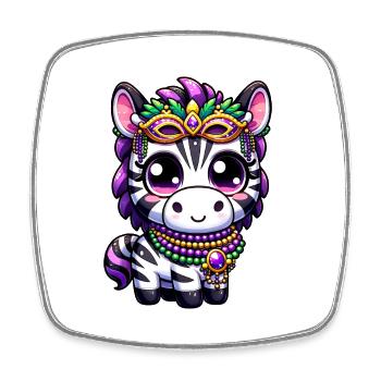 Mardi Gras Unicorn Cute Comic Kawaii - Square fridge magnet - white - Front