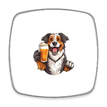 Beer Dog Bier Hund - Viereckiger Kühlschrankmagnet - Weiß - Vorne