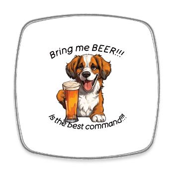 Beer Dog Bier Hund - Viereckiger Kühlschrankmagnet - Weiß - Vorne