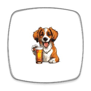Beer Dog Bier Hund - Viereckiger Kühlschrankmagnet - Weiß - Vorne