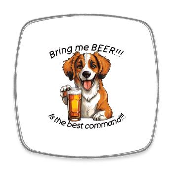 Beer Dog Bier Hund - Viereckiger Kühlschrankmagnet - Weiß - Vorne