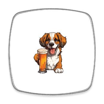 Beer Dog Bier Hund - Viereckiger Kühlschrankmagnet - Weiß - Vorne