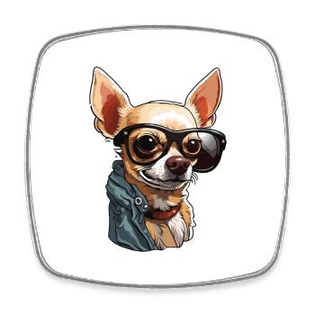 Chihuahua / kleiner Hund / Tier / winzig / Rasse - Viereckiger Kühlschrankmagnet - Weiß - Vorne