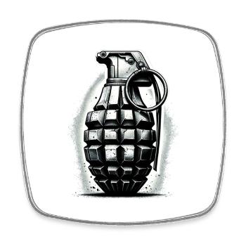 Explosive Charge: Hand Grenade - Square fridge magnet - white - Front