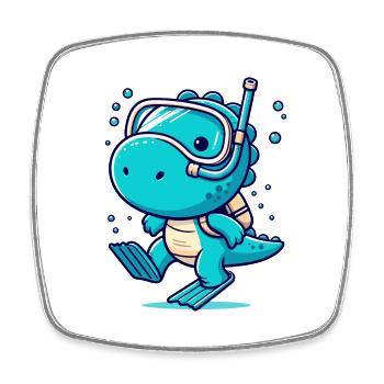 Designs For Kids – Lustige Dinosaurier - Viereckiger Kühlschrankmagnet - Weiß - Vorne