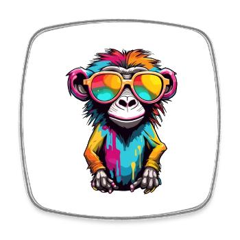Monkey / Animal / Zoo / Babian / Wild / Comic - Square fridge magnet - white - Front