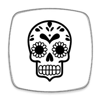 Mexikanischer Totenkopf und gekreuzte Knochen - Viereckiger Kühlschrankmagnet - Weiß - Vorne