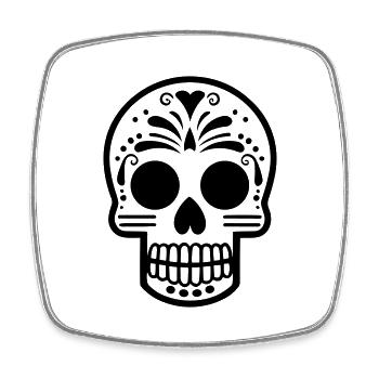Mexikanischer Totenkopf und gekreuzte Knochen - Viereckiger Kühlschrankmagnet - Weiß - Vorne