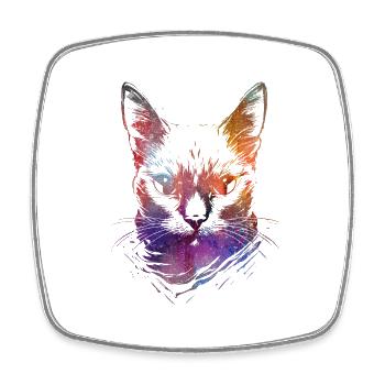 Bunte Katzen - Viereckiger Kühlschrankmagnet - Weiß - Vorne