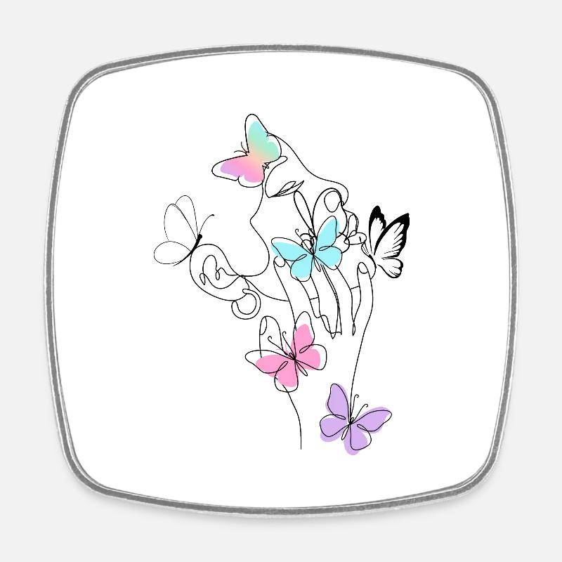 Silhouette visage papillon - Magnet carré - blanc