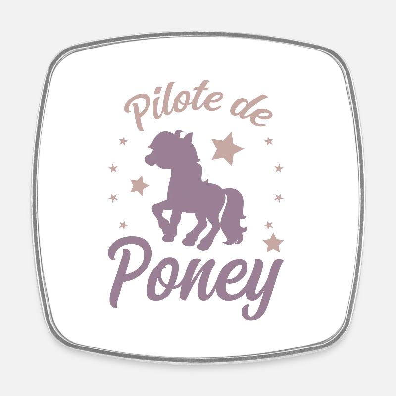 Pilote de Poney - Magnet carré - blanc