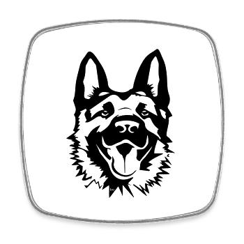Deutscher Schäferhund - Viereckiger Kühlschrankmagnet - Weiß - Vorne