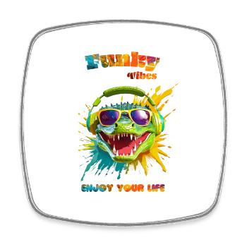 Funky vibes. enjoy your life. Crocodile - Magnet carré - blanc - Devant