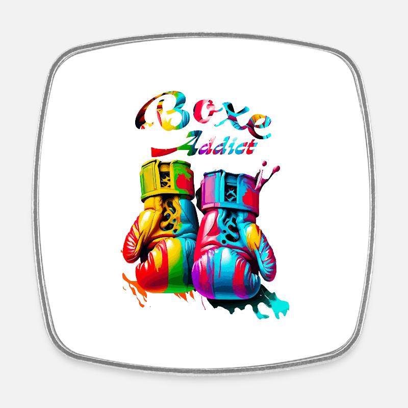 Boxe addict - Magnet carré - blanc