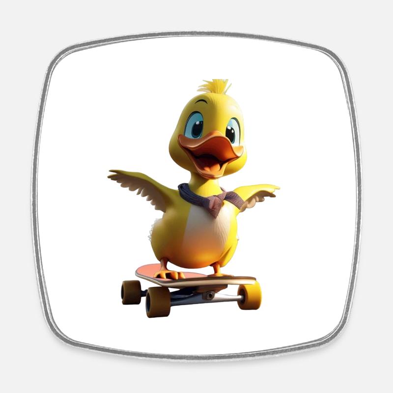 Skating Duck - Square fridge magnet - white