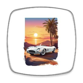 Oldtimer Sonnenuntergang - Viereckiger Kühlschrankmagnet - Weiß - Vorne