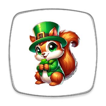 Conception de bande dessinée écureuil mignon de la Saint-Patrick - Magnet carré - blanc - Devant