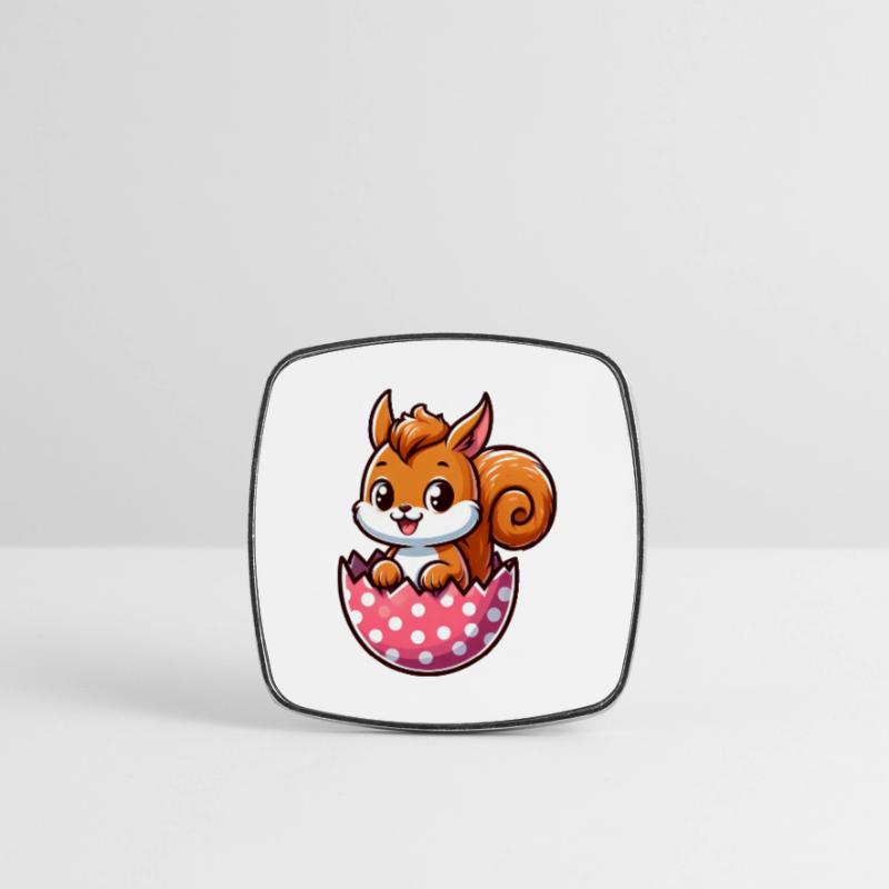 Cute Squirrel with Easter Egg Comic Design Square fridge magnet