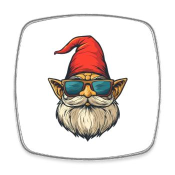 Funny garden gnome with sunglasses - Square fridge magnet - white - Front