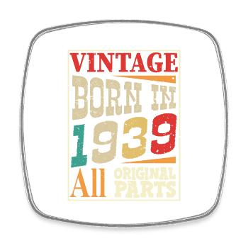 Vintage born in 1939 - Original parts - Square fridge magnet - white - Front