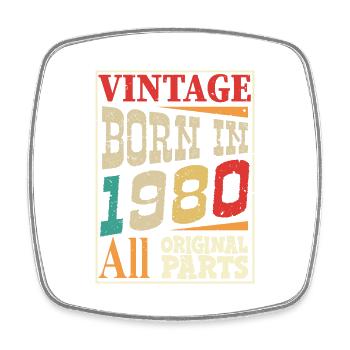 Vintage born in 1980 - Original parts - Square fridge magnet - white - Front