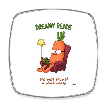 Carrot in a Comfy Chair: The Book Lover's Dream - Square fridge magnet - white - Front
