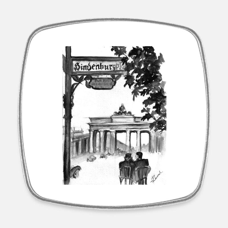 Brandenburg Gate Nostalgia - Square fridge magnet - white