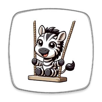 Ein süßes Zebra sitzt auf einer Schaukel - Viereckiger Kühlschrankmagnet - Weiß - Vorne
