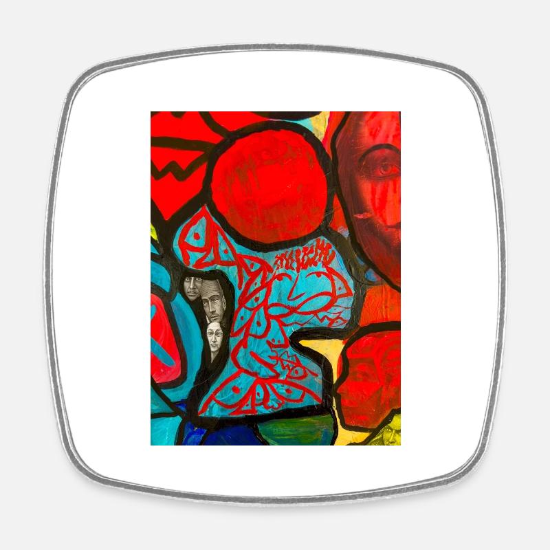 Artful design - Square fridge magnet - white