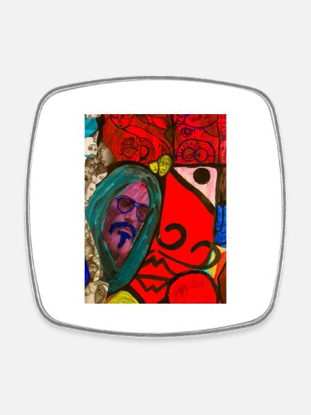 Artful design - Square fridge magnet - white