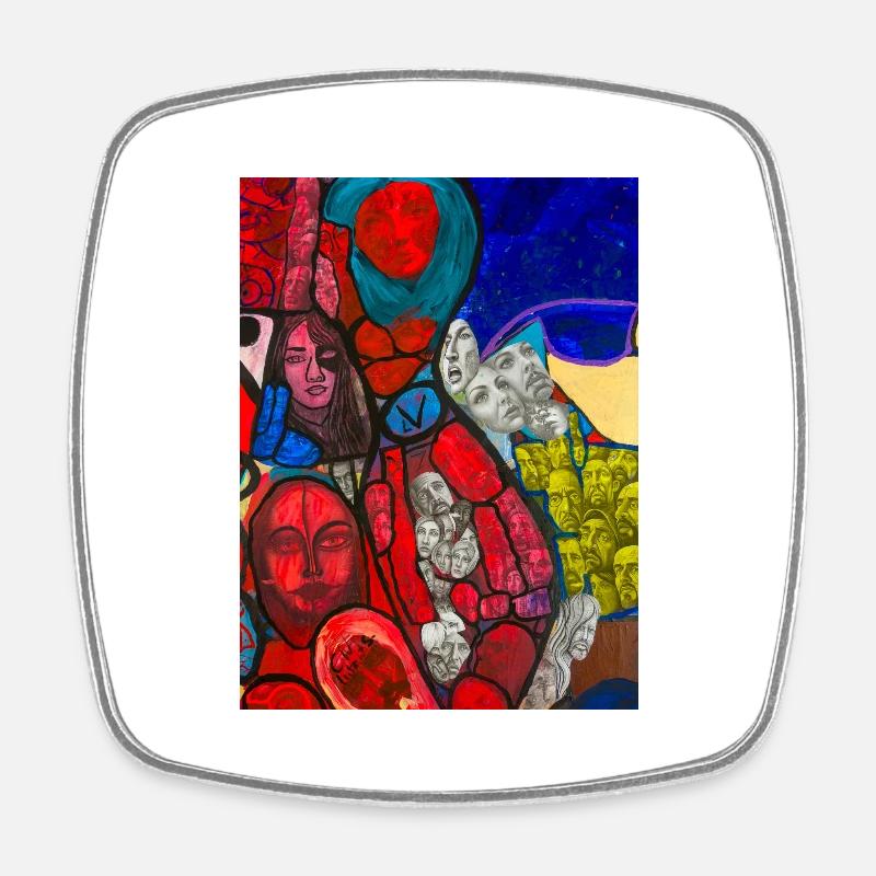 Artful design - Square fridge magnet - white