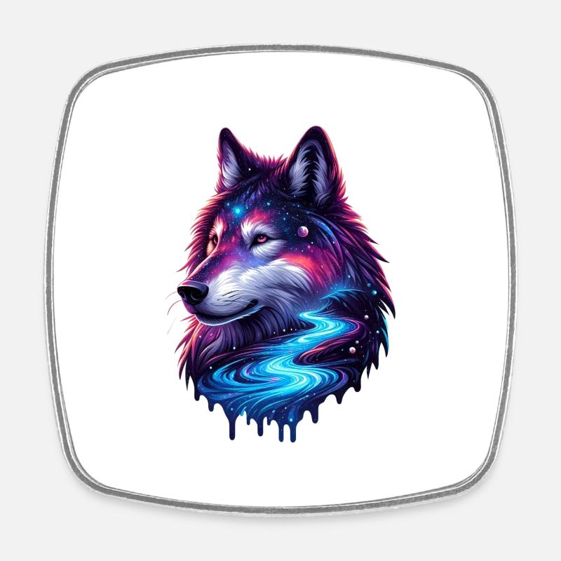 Wolve céleste - Magnet carré - blanc