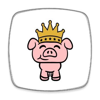Pig King Queen Crown Prince Princess - Square fridge magnet - white - Front