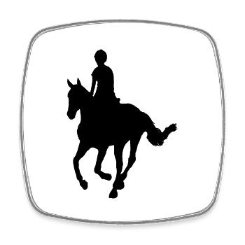 Cavalier à cheval - Magnet carré - blanc - Devant