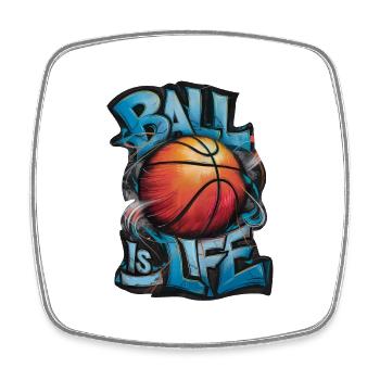 "Ball is Life" Basketball Graffiti Spray Art - Square fridge magnet - white - Front