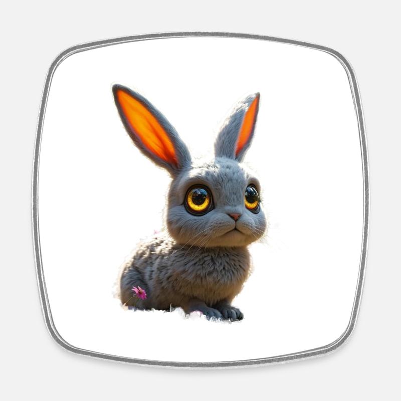 cute, big eye-shaped rabbit with bright eyes - Square fridge magnet - white