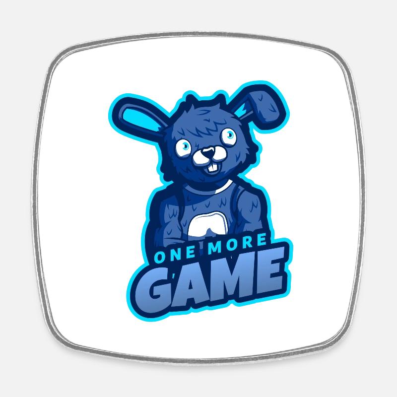 One More Game 002 - Square fridge magnet - white