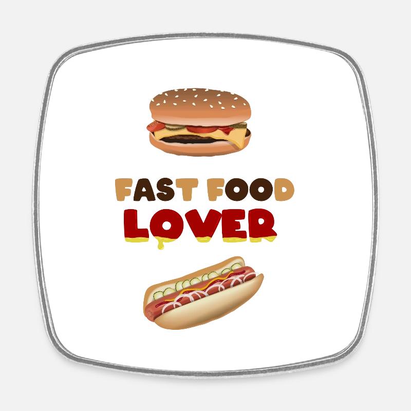 Fast Food Lover - Square fridge magnet - white