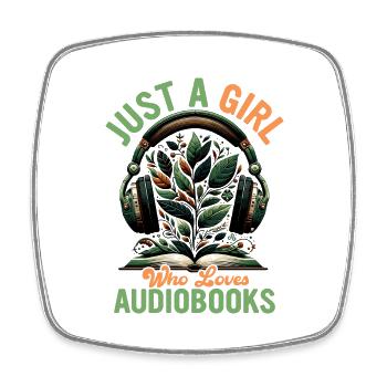 Écouteurs et épopées : l’histoire de l’amateur de livres audio - Magnet carré - blanc - Devant