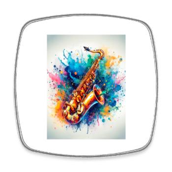Saxophone aquarelle - Magnet carré - blanc - Devant