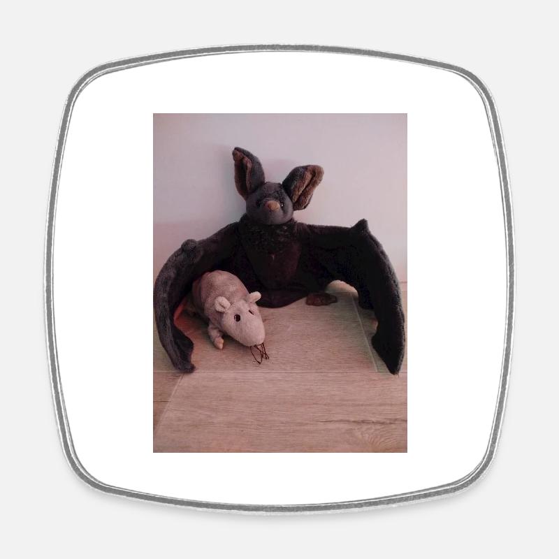 Night Wing Bat and Mouse - Square fridge magnet - white