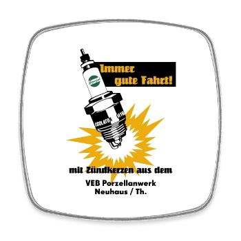 Zündkerzen Werbung DDR Retro - Viereckiger Kühlschrankmagnet - Weiß - Vorne